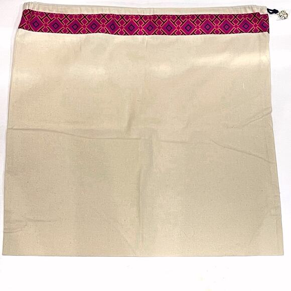 NEW Tory Burch Canvas Drawstring Dust Bag Storage Travel Gold Logo Charm Pull - Picture 2 of 5